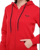 Backpacker Kadın Sweatshirt Kapüşonlu Fermuarlı Kırmızı - 7