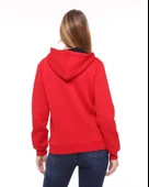 Backpacker Kadın Sweatshirt Kapüşonlu Fermuarlı Kırmızı - 6