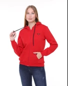 Backpacker Kadın Sweatshirt Kapüşonlu Fermuarlı Kırmızı - 3