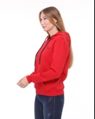 Backpacker Kadın Sweatshirt Kapüşonlu Fermuarlı Kırmızı - 4