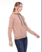 Backpacker Kadın Sweatshirt Kapüşonlu Fermuarlı Bej - 4