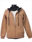 Backpacker Kadın Sweatshirt Kapüşonlu Fermuarlı Bej - 9