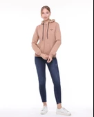 Backpacker Kadın Sweatshirt Kapüşonlu Fermuarlı Bej - 1