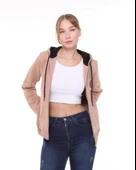 Backpacker Kadın Sweatshirt Kapüşonlu Fermuarlı Bej - 8