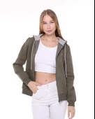 Backpacker Kadın Sweatshirt Kapüşonlu Fermuarlı Haki - 6