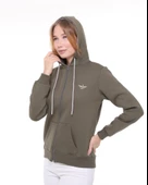 Backpacker Kadın Sweatshirt Kapüşonlu Fermuarlı Haki - 5