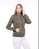 Backpacker Kadın Sweatshirt Kapüşonlu Fermuarlı Haki - 4