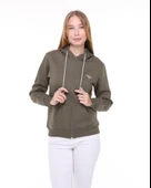 Backpacker Kadın Sweatshirt Kapüşonlu Fermuarlı Haki - 3
