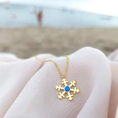 Vaoov 925 Ayar Gümüş Opal Taşlı Gold Kar Tanesi Kolye thumbnail 1