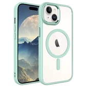 iPhone 15 Kılıf Wireless Şarj Özellikli Krom Magsafe Silikon Kapak Kılıf thumbnail 4