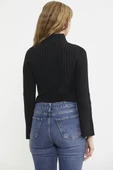 Yarım Balıkçı Crop Triko Kazak - Siyah thumbnail 5
