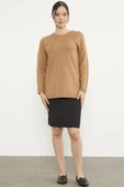 Saç Örgü Detaylı Tunik Triko Kazak - Kamel thumbnail 3