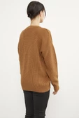 Petek Örgü Sıfır Yaka Triko Kazak - Kamel thumbnail 4