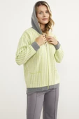 Kazayağı Desenli Cepli Triko Hırka - Yeşil thumbnail 5