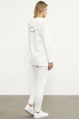 Dalgıç Kumaş Kapüşonlu Tunik Eşofman Takım - Ekru thumbnail 7