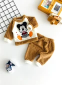 Neşeli Bebekler Mickey Kabartma Desen Welsoft Takım Kahve - 1