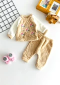 Neşeli Bebeklerimiz Hello Kitty Nakışlı Desen Welsoft Takım Kahve - 1