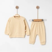 Jolbaby Fitilli Unisex Bebek Alt Üst Takım-Bej - 1