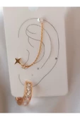 tek kulak kıkırdaklı zirkon küpe seti - 1
