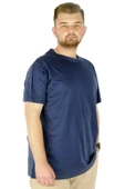 Mode XL Büyük Beden Erkek T-Shirt Basic 20031 İndigo thumbnail 2