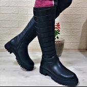 M.P 2752 Siyah Fermuarlı İçi Kürklü 46cm Paraşüt Bayan Çizme - 3