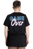 Mode XL Büyük Beden Erkek T-shirt GAME OVER 23130 Siyah thumbnail 2