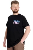 Mode XL Büyük Beden Erkek T-shirt GAME OVER 23130 Siyah thumbnail 3