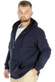 Mode XL Büyük Beden Erkek Sweatshirt Zippered Recycle B20533 Lacivert thumbnail 1