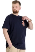 Mode XL Büyük Beden Erkek T-shirt NO GUEST LIST 23152 Lacivert - 4