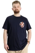Mode XL Büyük Beden Erkek T-shirt NO GUEST LIST 23152 Lacivert - 1