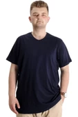 Mode XL Büyük Beden Erkek Tshirt V Yaka 20032 Lacivert thumbnail 5