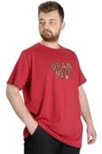 Mode XL Büyük Beden Erkek T-shirt BRAIN MELT 23141 Bordo thumbnail 2