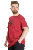 Mode XL Büyük Beden Erkek T-shirt BRAIN MELT 23141 Bordo thumbnail 3