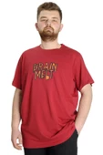 Mode XL Büyük Beden Erkek T-shirt BRAIN MELT 23141 Bordo thumbnail 1