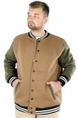 Mode XL Büyük Beden Erkek Kolej Mont Çıtçıtlı 22619 Sütlü Kahve - 1