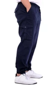 Mode XL Büyük Beden Erkek Gabardin Kargo Jogger Pantolon Doğa 21927 Lacivert - 5