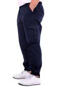 Mode XL Büyük Beden Erkek Gabardin Kargo Jogger Pantolon Doğa 21927 Lacivert - 6