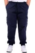 Mode XL Büyük Beden Erkek Gabardin Kargo Jogger Pantolon Doğa 21927 Lacivert - 4