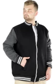 Mode XL Büyük Beden Erkek Kolej Mont 22618 Siyah thumbnail 2