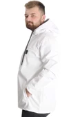 Mode XL Büyük Beden Erkek Kapüşonlu Mont Waterproof Softshell 21235 Beyaz thumbnail 2