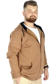 Mode XL Erkek Sweat Kapşonlu Fermuarlı 22539 Sütlü Kahve - 2