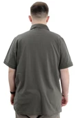 Mode XL Battal Beden Erkek Tshirt Polo Yaka Cepli Klasik Pike 20552 Haki - 5