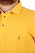 Mode XL Battal Beden Erkek Tshirt Polo Yaka Nakışlı Klasik Pike 20553 Hardal thumbnail 5