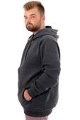 Mode XL Büyük Beden Erkek Sweat Zippered Basic 20543 Antramelanj thumbnail 11