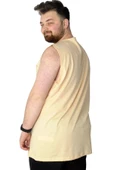 Mode XL Büyük Beden T-Shirt Kolsuz Manhattan Beach 22161 Bej - 2