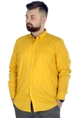 Mode XL Büyük Beden Erkek Keten Cepli  Gömlek 20386 Hardal thumbnail 1