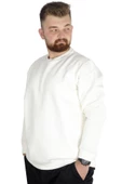 Mode XL Erkek Sweatshirt Bisiklet Yaka Basic 20131 Ekru thumbnail 3