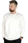 Mode XL Erkek Sweatshirt Bisiklet Yaka Basic 20131 Ekru thumbnail 1