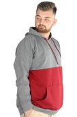 Mode XL Erkek Sweat Kapşon Parçalı Kanguru Cep 22527 Antramelanj - 2