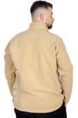 Mode XL Erkek Sweat Polo Yaka Yarım Fermuarlı Polar 22548 Bej - 3